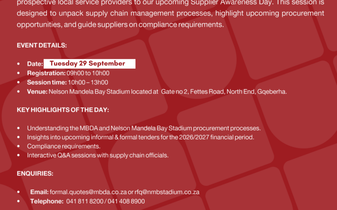 Supplier Awareness Day: 29 September 2026
